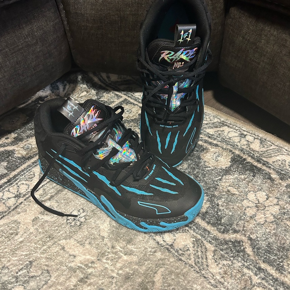 Puma Black and Teal Athletic Shoes
